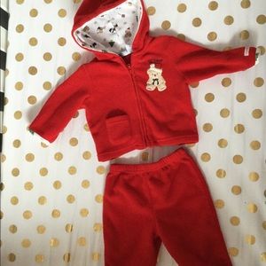cuddle bear 6/9 month red sweatsuit unisex boy girl neutral